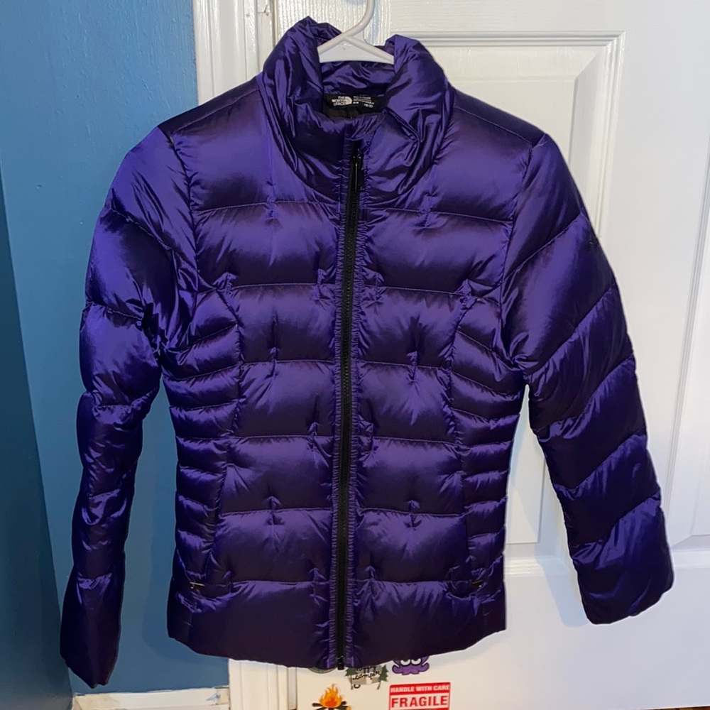 Purple north face kids jacket 10/12